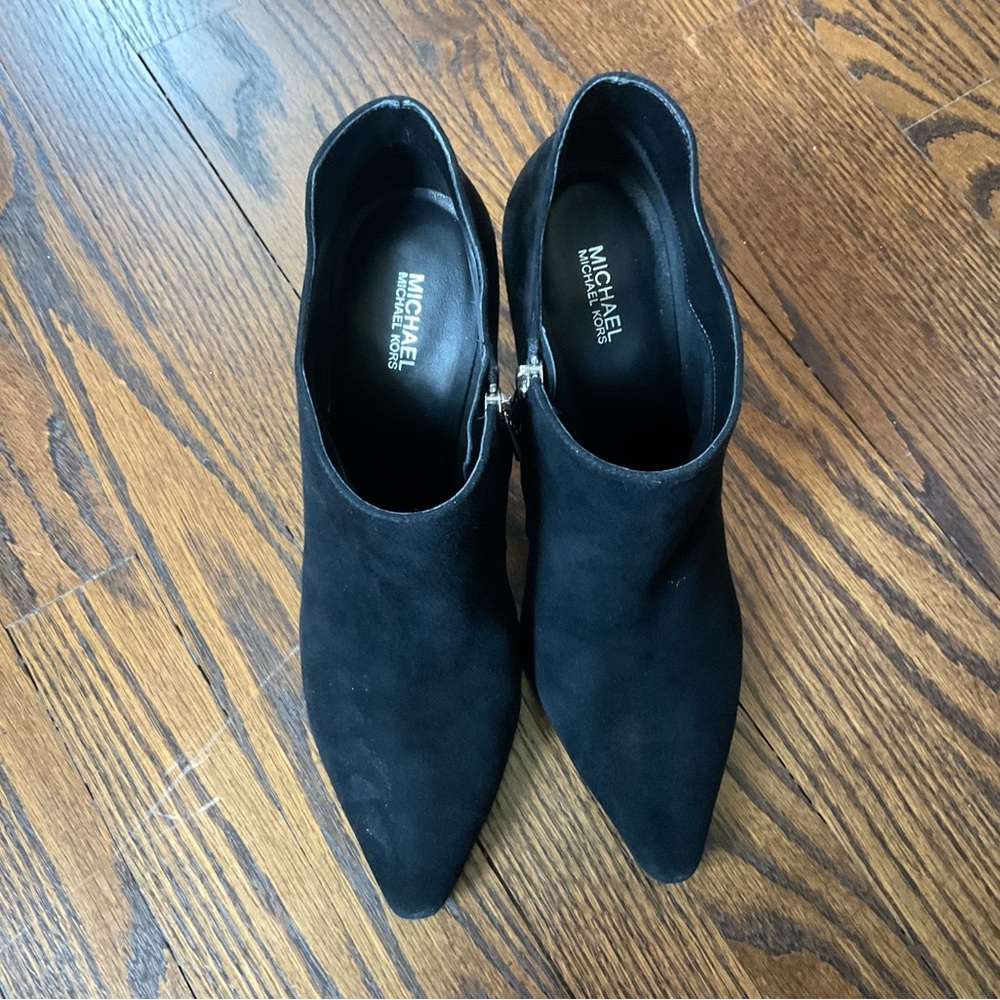Michael Kors Women's Black Pointed Suede Ankle Booties